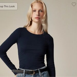 J.Crew Perfect Fit Long Sleeve Tee XXL NWT Navy | Crewneck Basic Top